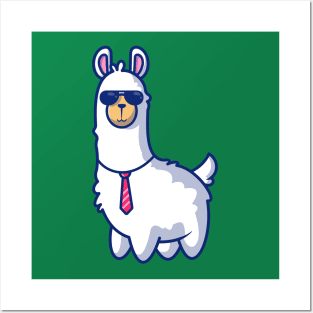 Cute Business Llama Cartoon Posters and Art